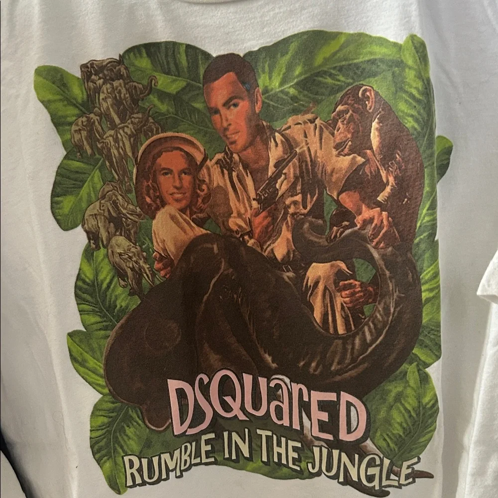 DSQUARED2 "Rumble in the Jungle" Graphic T-Shirt | White XXL | Made in Italy - Picture 5 of 7